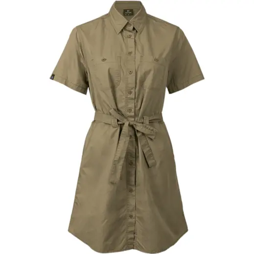 Ladies Heritage Shirt Dress Khaki Front
